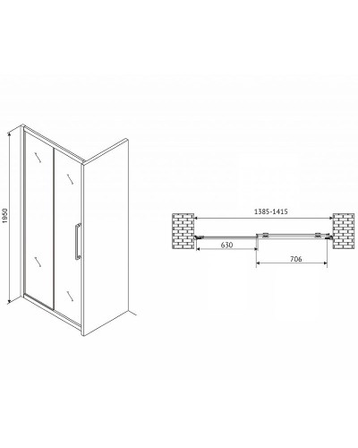 Душевая дверь Abber Schwarzer Diamant 140 AG30140MH профиль Хром стекло матовое