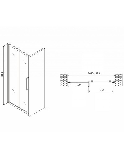 Душевая дверь Abber Schwarzer Diamant 150 AG30150MH профиль Хром стекло матовое