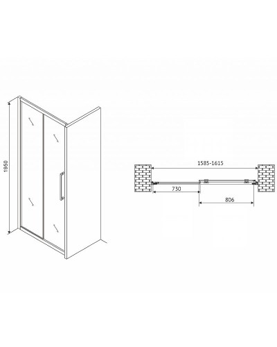 Душевая дверь Abber Schwarzer Diamant 160 AG30160MH профиль Хром стекло матовое