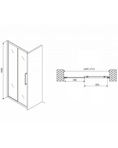 Душевая дверь Abber Schwarzer Diamant 170 AG30170MH профиль Хром стекло матовое
