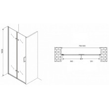 Душевая дверь Abber Zart 80 AG08080P профиль Хром стекло прозрачное