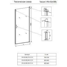 Душевая дверь Veconi Vianno VN-43S 90 VN43S-90-01-C5 профиль Хром стекло прозрачное