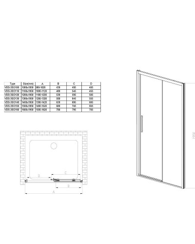 Душевая дверь Vincea Soft 160 VDS-3SO160CL профиль Хром стекло прозрачное