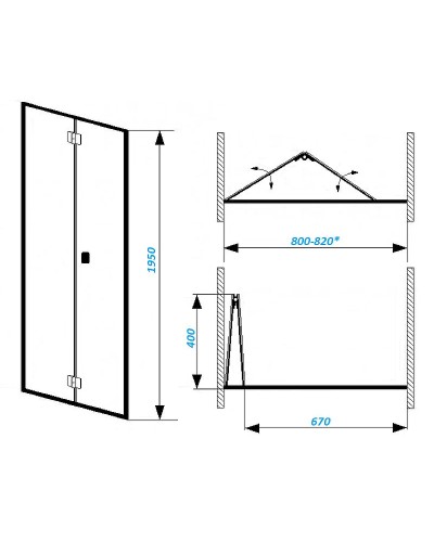 Душевая дверь Cerutti SPA Bella 80 D81B профиль Черный стекло прозрачное