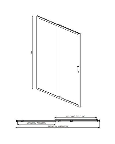 Душевая дверь Aquatek 100 AQ ARI RA 10020BL профиль Черный стекло прозрачное