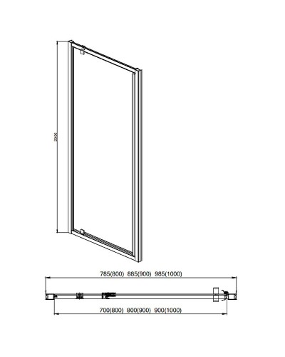 Душевая дверь Aquatek 100 AQ ARI PI 10020BL профиль Черный стекло прозрачное