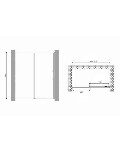 Душевая дверь Abber Komfort 150 AG93150 профиль Хром стекло прозрачное