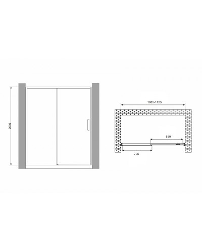 Душевая дверь Abber Komfort 170 AG93170B профиль Черный стекло прозрачное