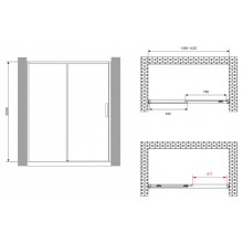 Душевая дверь Abber Komfort 140 AG93140 профиль Хром стекло прозрачное