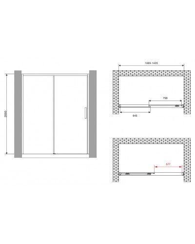 Душевая дверь Abber Komfort 140 AG93140 профиль Хром стекло прозрачное