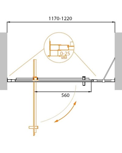 Душевая дверь в нишу CEZARES MOLVENO-BA-11-100+20-P-Cr