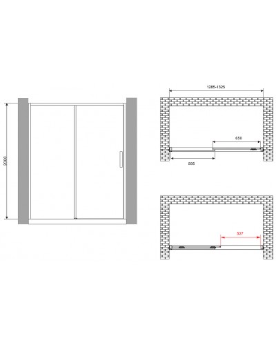 Душевая дверь Abber Komfort 130 AG93130 профиль Хром стекло прозрачное