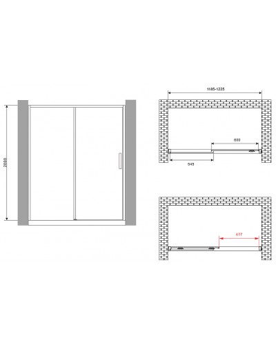 Душевая дверь Abber Komfort 120 AG93120B профиль Черный стекло прозрачное