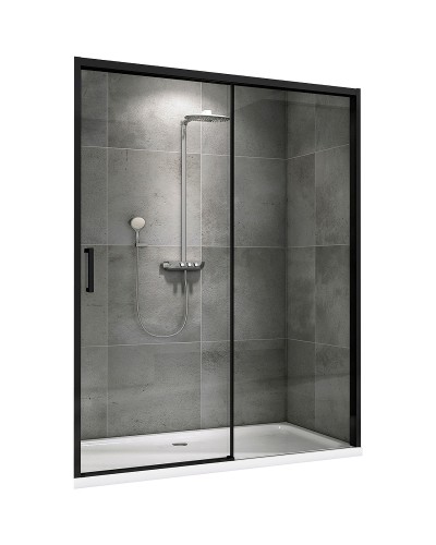 Душевая дверь Abber Komfort 160 AG93160B профиль Черный стекло прозрачное