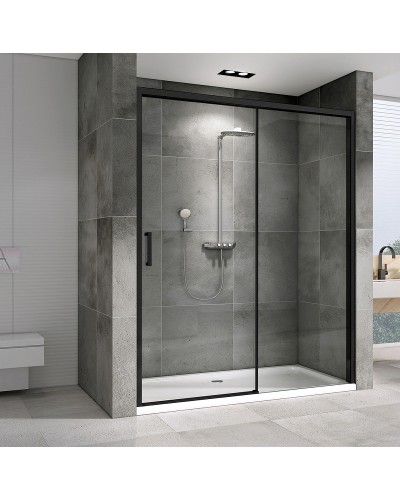 Душевая дверь Abber Komfort 160 AG93160B профиль Черный стекло прозрачное