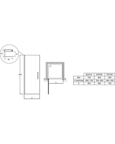 Душевая дверь Jacob Delafon Contra 80 E22T80-GA профиль Хром стекло прозрачное