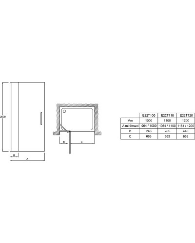 Душевая дверь Jacob Delafon Contra 120 E22T120-GA профиль Хром стекло прозрачное