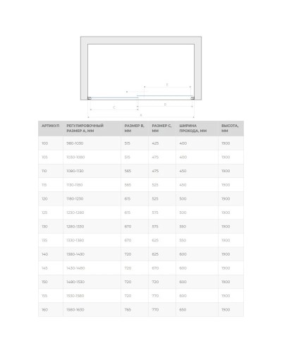 Душевая дверь 100 см Vegas Glass ZP 100 05 01 прозрачное