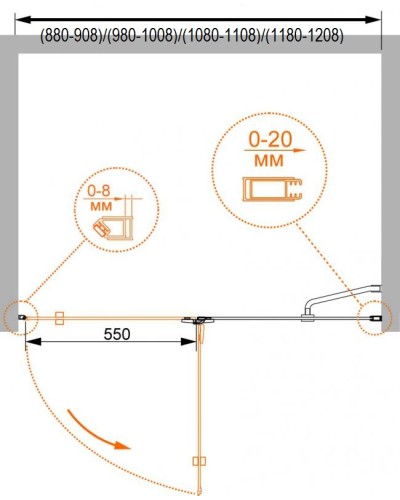 Душевая дверь в нишу CEZARES BERGAMO-W-B-12-120-C-Cr-L-IV