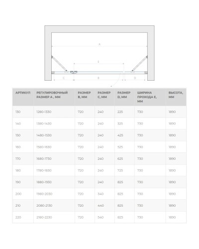 Душевая дверь 220 см Vegas Glass AFP-F 220 01 01 L прозрачное
