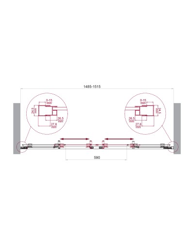 Душевая дверь в нишу BelBagno LUCE-BF-2-150-C-Cr