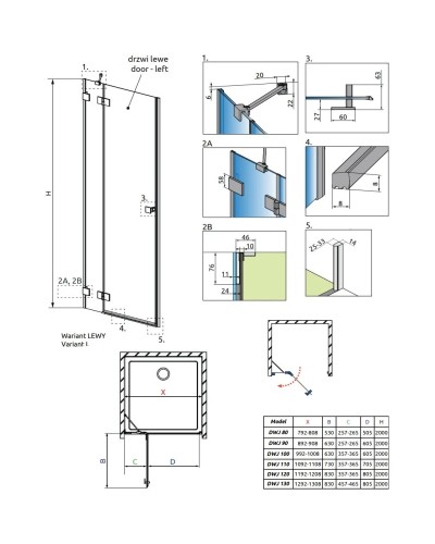 Душевая дверь Radaway Essenza Pro DWJ 130 L прозрачное