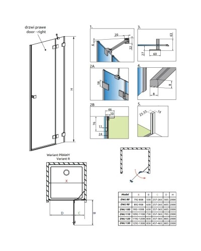 Душевая дверь Radaway Essenza Pro White DWJ 130 R прозрачное