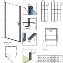 Душевая дверь Radaway Nes 8 Black DWJ I Factory 90 L прозрачное