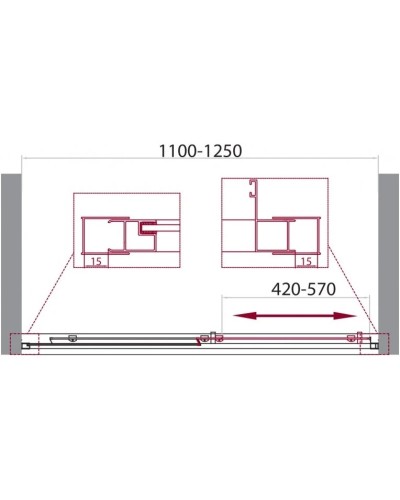Душевая дверь 110-125 см BelBagno UNIQUE-BF-1-110/125-C-Cr прозрачное
