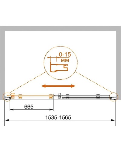 Душевая дверь Cezares Pratico 155 PRATICO-BF-1-155-C-Cr профиль Хром стекло прозрачное