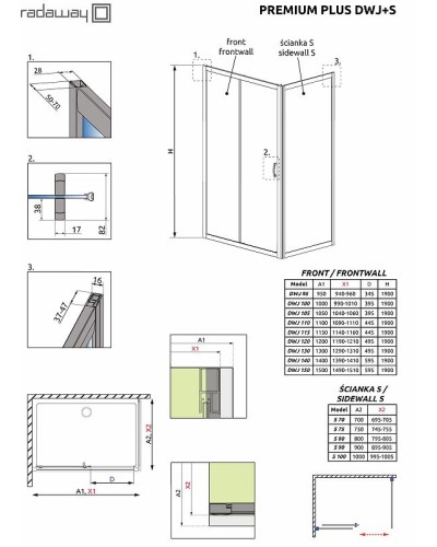 Душевая дверь Radaway Premium Plus DWJ 150 33343-01-01N профиль Хром стекло прозрачное