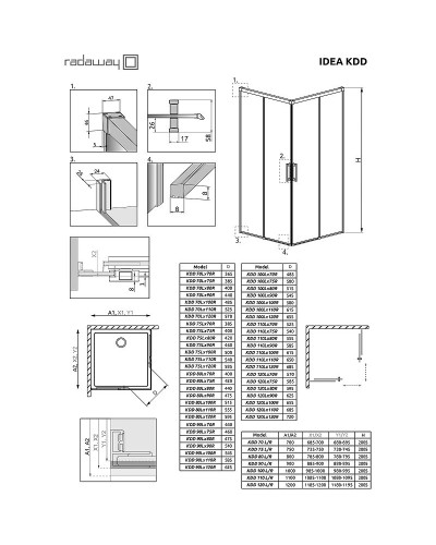 Душевая дверь Radaway Idea KDD 120 L 387064-01-01L профиль Хром стекло прозрачное