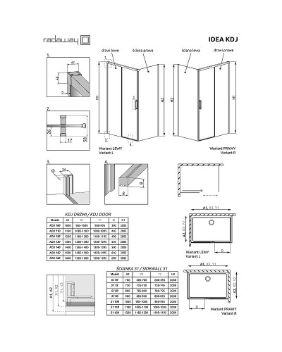 Душевая дверь Radaway Idea KDJ 100 L 387040-01-01L профиль Хром стекло прозрачное