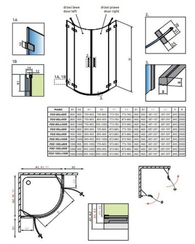 Душевая дверь Radaway Euphoria PDD 100 L 383003-01L профиль Хром стекло прозрачное