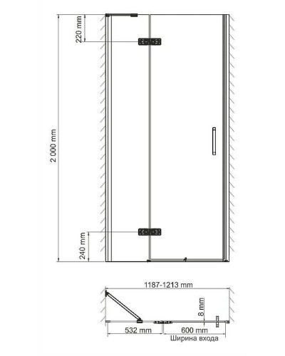 Душевая дверь WasserKRAFT Aller 120 L 10H05LWHITE профиль Хром стекло прозрачное