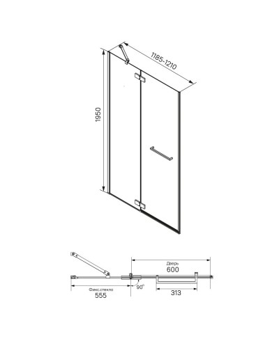 Душевая дверь 120 см IDDIS Slide SLI6BH2i69 прозрачное