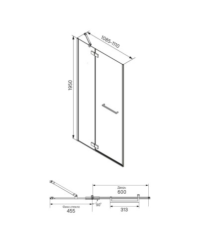Душевая дверь 110 см IDDIS Slide SLI6CH1i69 прозрачное