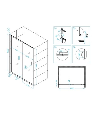 Душевая дверь 100 см RGW PA-12 Passage 01081210-11 прозрачное