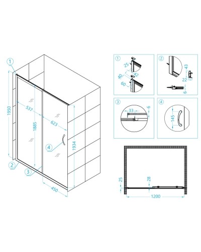 Душевая дверь 120 см RGW PA-12 Passage 01081212-11 прозрачное