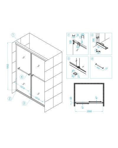 Душевая дверь 200 см RGW TO-10 Tornado 01071020-11 прозрачное