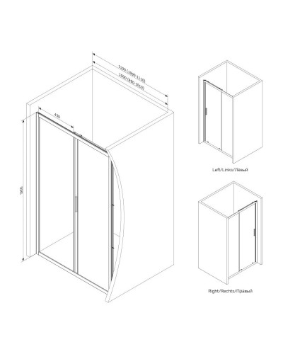 Душевая дверь 110 см Am.Pm Gem W90G-110-1-195BMir зеркальное