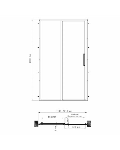 Душевая дверь 120 см WasserKRAFT Lopau 32S05L прозрачное