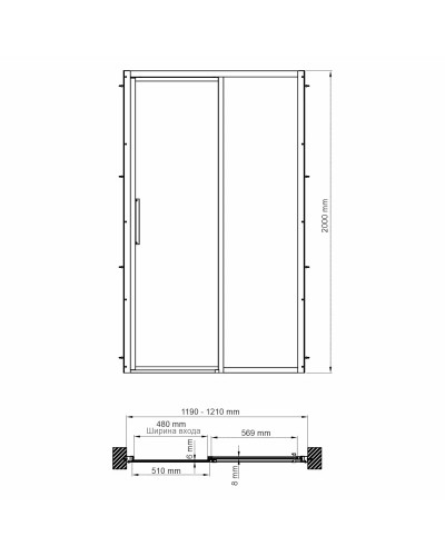 Душевая дверь 120 см WasserKRAFT Lopau 32S05R прозрачное
