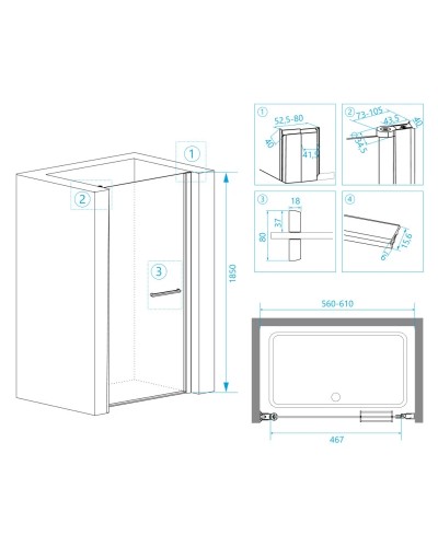 Душевая дверь 60 см RGW PA-03 Passage 04080306-11 прозрачное