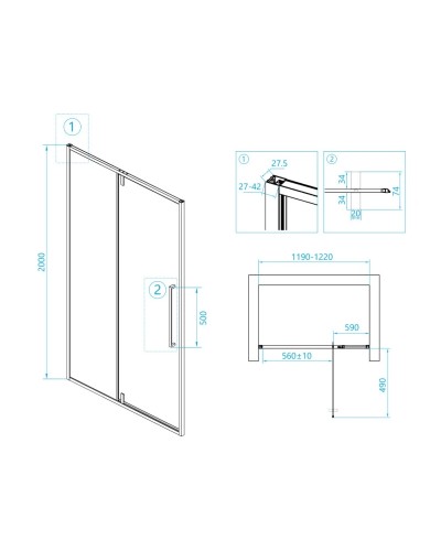 Душевая дверь 120 см RGW SV-03 B Stilvoll 06320312-14 прозрачное