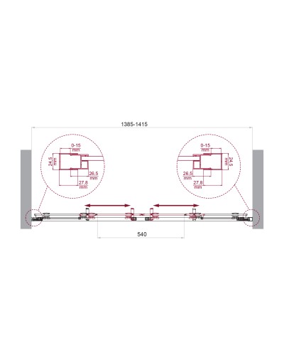 Душевая дверь в нишу BelBagno LUCE-BF-2-140-C-Cr