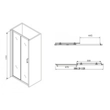 Душевая дверь 110 см Abber Schwarzer Diamant AG30110B прозрачное
