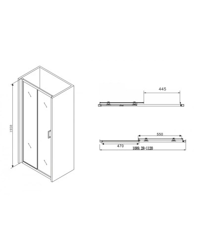 Душевая дверь 110 см Abber Schwarzer Diamant AG30110B прозрачное