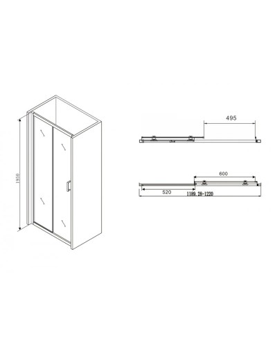 Душевая дверь 120 см Abber Schwarzer Diamant AG30120B прозрачное