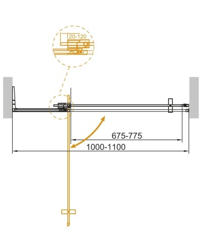 Душевая дверь 100-110 см Cezares SLIDER-B-1-100/110-GRIGIO-NERO серое